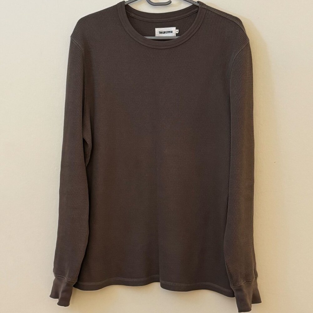 Taylor Stitch Organic Cotton Waffle Crew Fatigue Olive Sz S